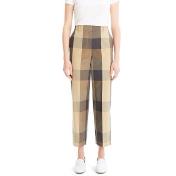 Theory Gray and Tan Plaid Cropped Capris Sz 6 - Picture 1 of 12
